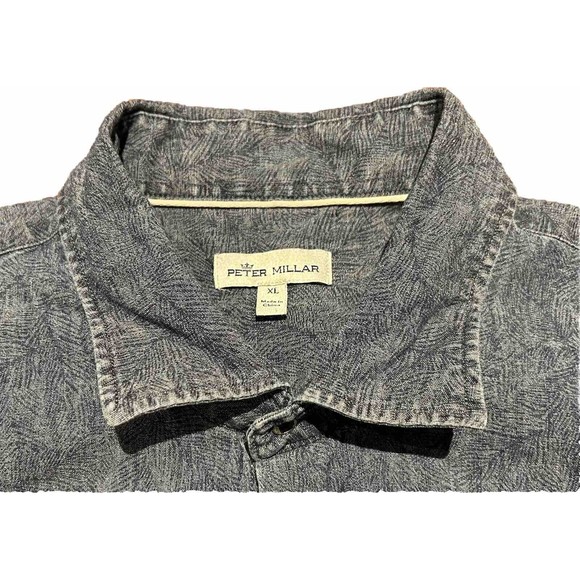 Peter Millar SEASIDE Indigo Palm S/S Cotton Stretch Button Up Shirt Size XL $145 - Picture 2 of 8